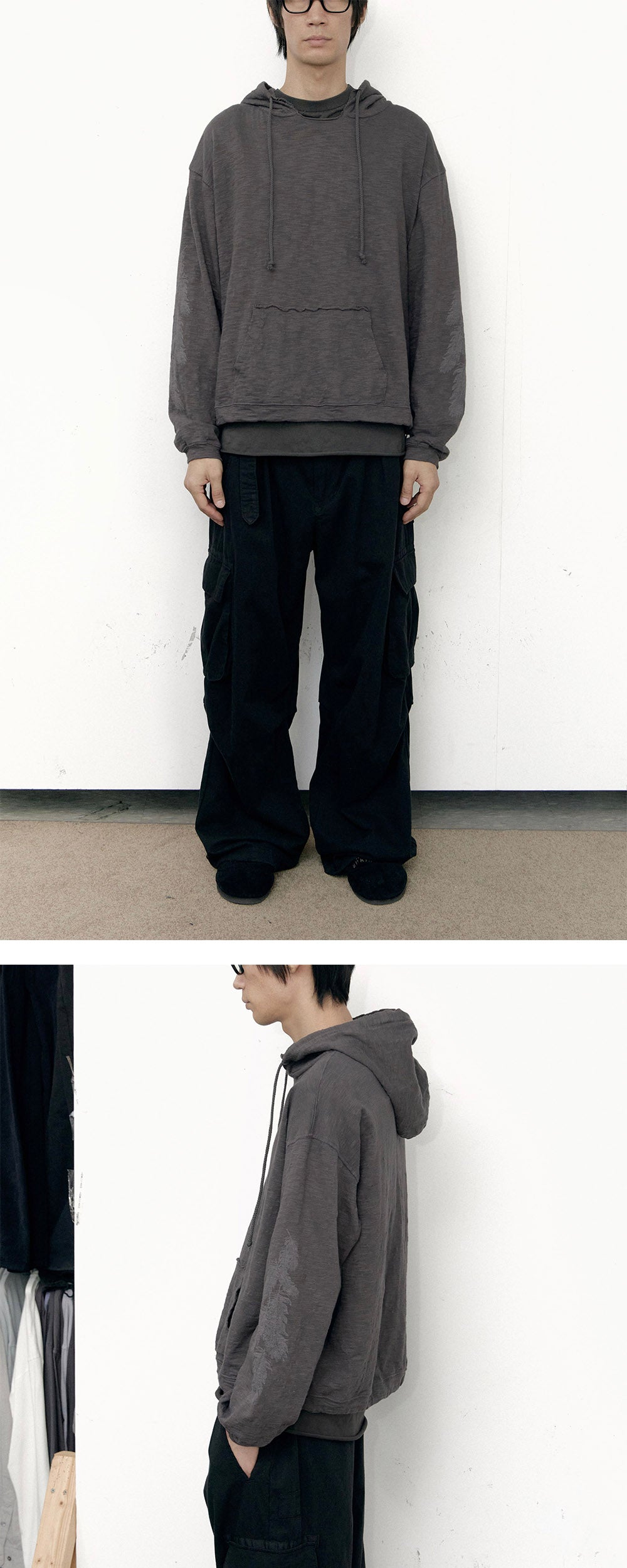 Polyteru - Feather Raw Cut Hoodie (Brown Charcoal) product image 3 | TRAB K-Fashion Australia