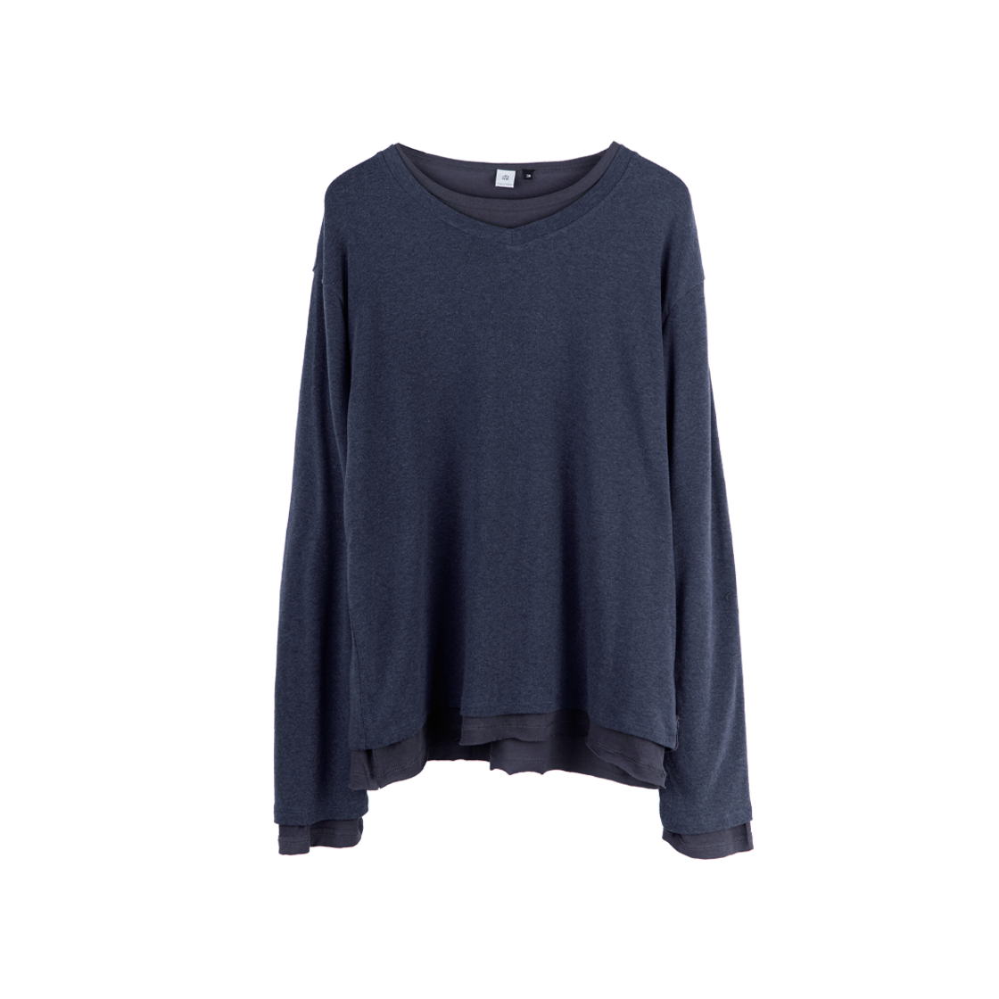 Polyteru - V-Neck Knit Layered Long Sleeves Blue + (Charcoal) product image 1 | TRAB K-Fashion Australia