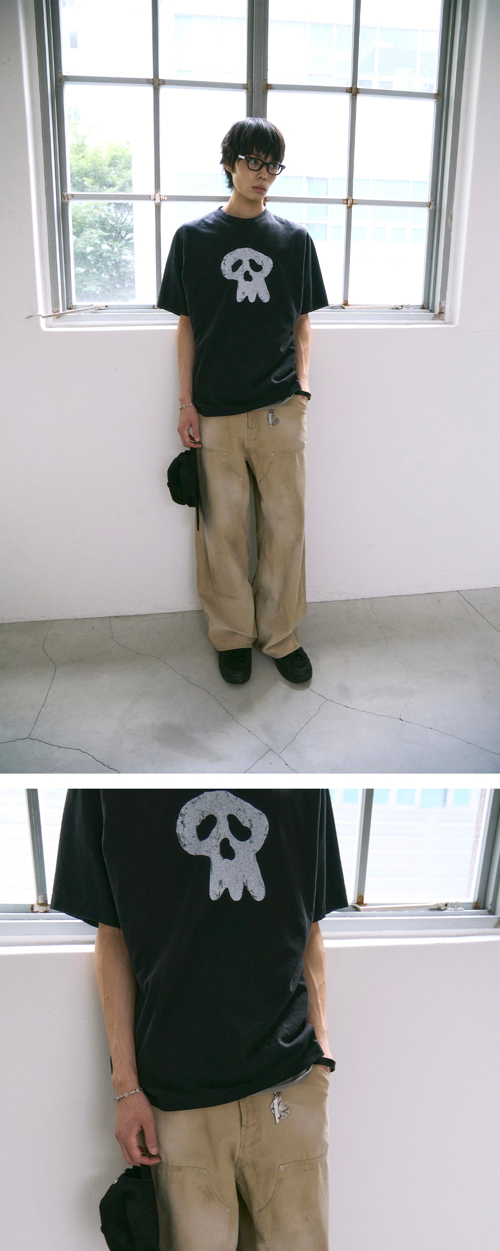 Polyteru - HANK Sad Skull 1/2 Tee (Black) product image 3 | TRAB K-Fashion Australia