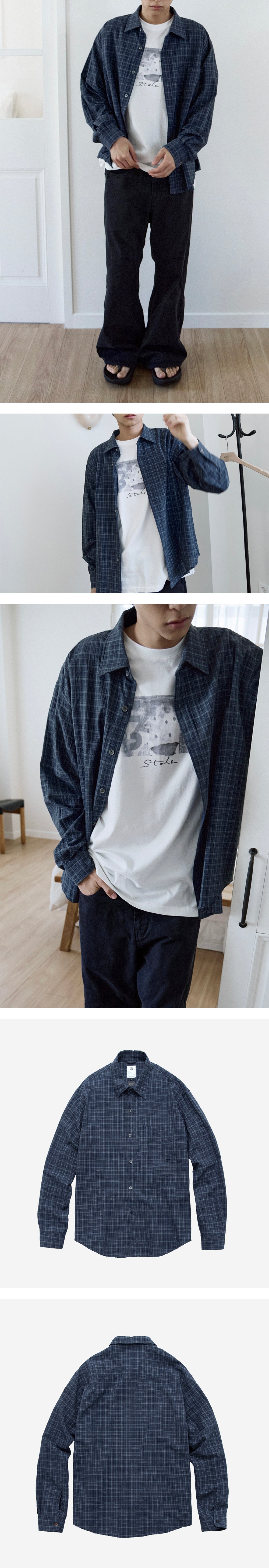 Polyteru - Loosed Check Shirts (Blue Navy) product image 3 | TRAB K-Fashion Australia