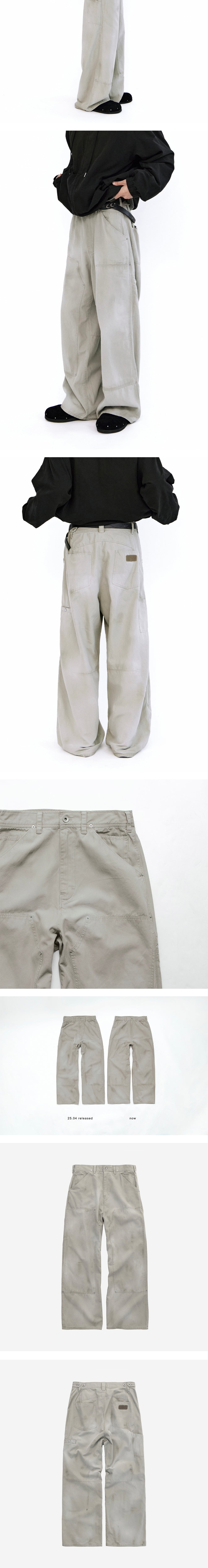 Polyteru - Hard Washed Double Knee Pants (Light Gray) product image 4 | TRAB K-Fashion Australia