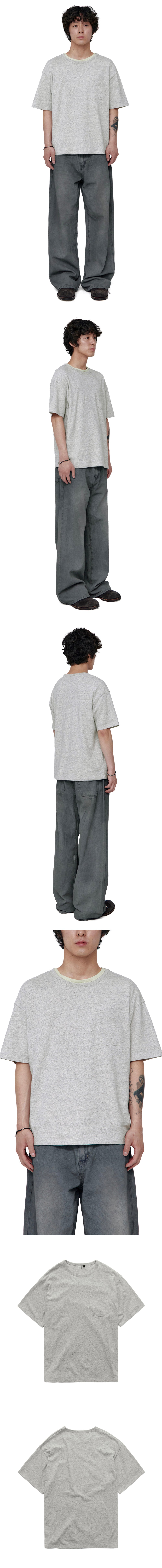 Polyteru - Tenjiku Pocket T-Shirt (Melange Gray) product image 3 | TRAB K-Fashion Australia