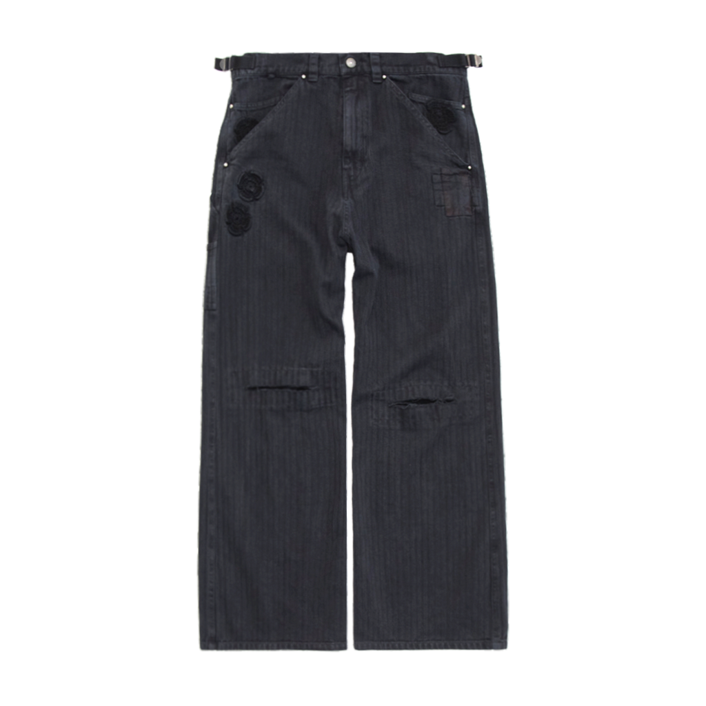 Polyteru - 1011 Cross Patched Pants (Striped Black) product image 1 | TRAB K-Fashion Australia