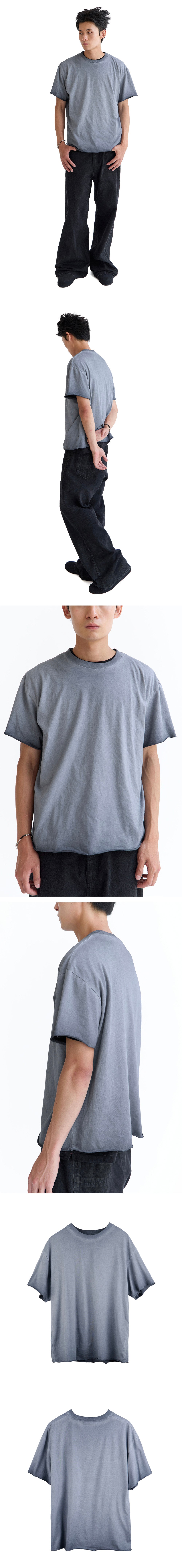 Polyteru - Fog 1/2 Tee Raw Cut Hard (Washed Navy) product image 3 | TRAB K-Fashion Australia