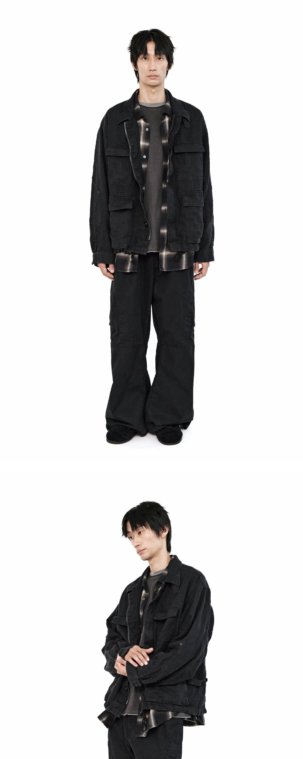 Polyteru - Linen Field Jacket (Washed Black) product image 3 | TRAB K-Fashion Australia