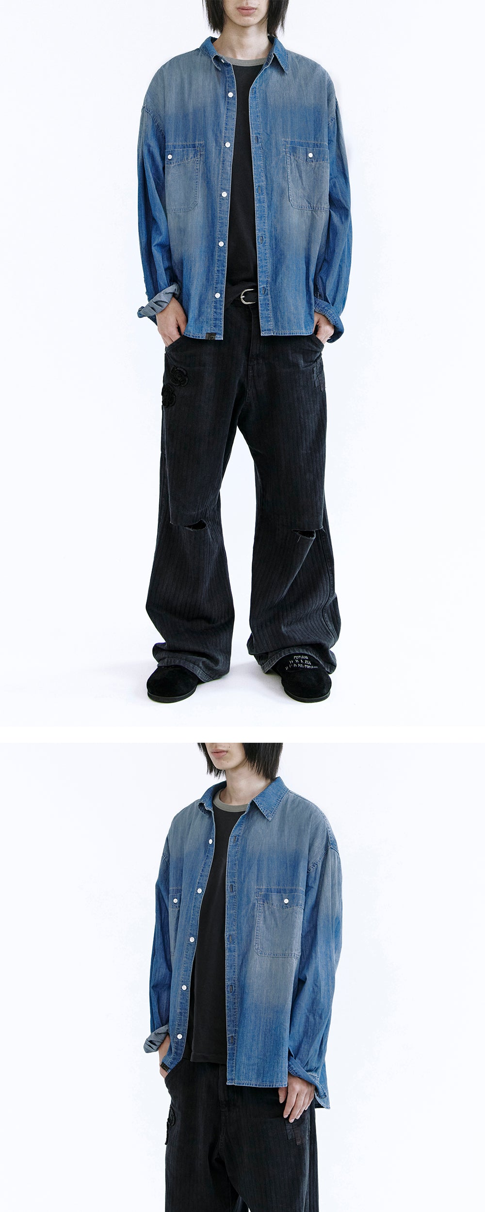Polyteru - Used Denim Shirt (Mid Blue) product image 3 | TRAB K-Fashion Australia