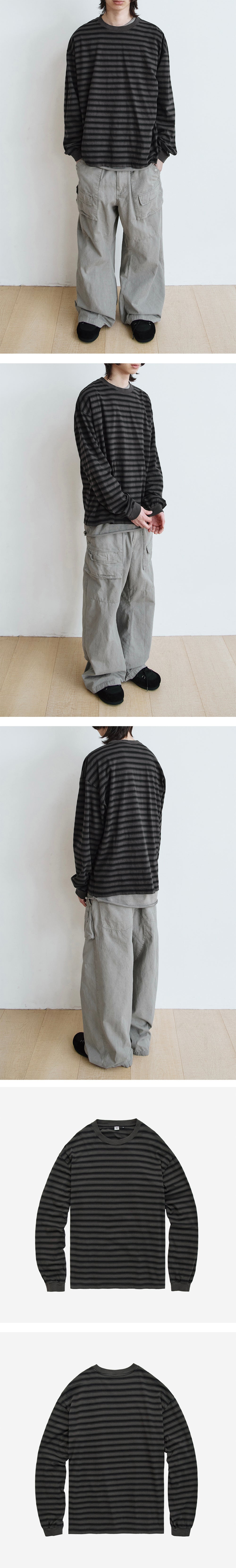 Polyteru - Striped Long Sleeve (Charcoal) product image 3 | TRAB K-Fashion Australia