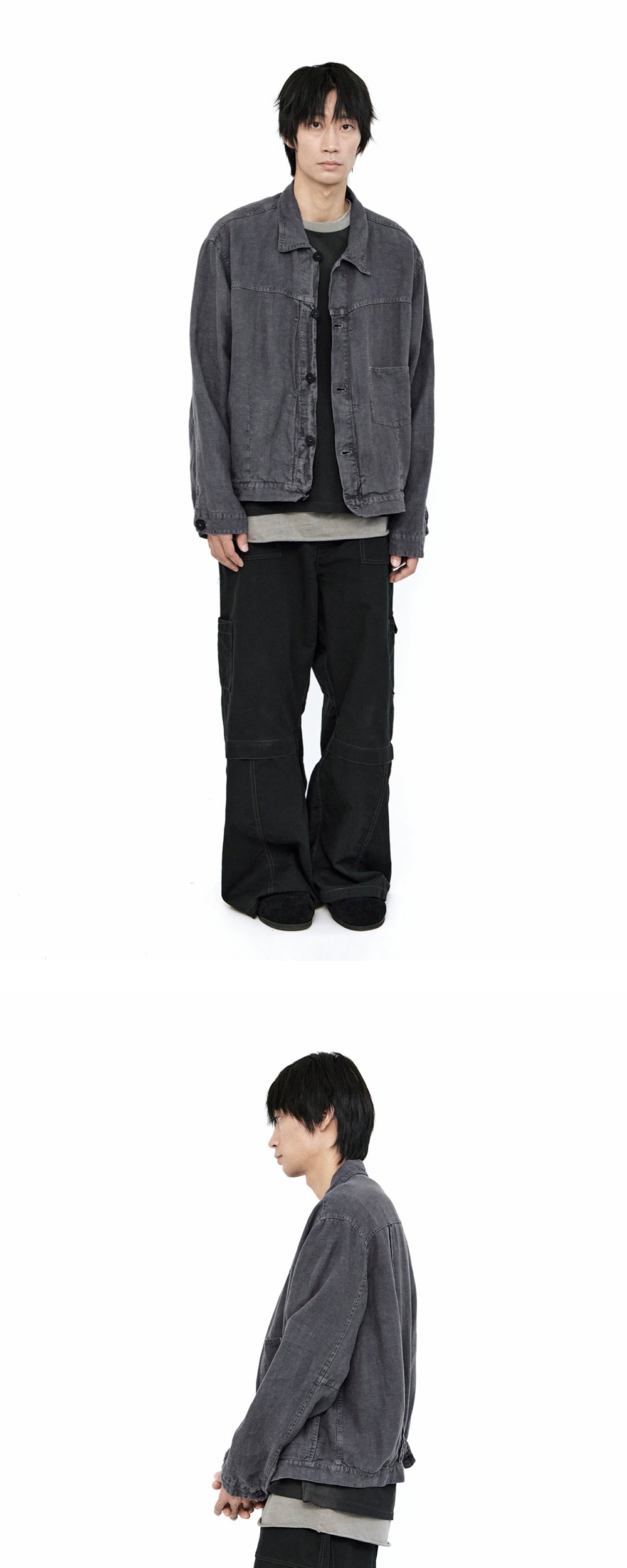 Polyteru - Linen Trucker Jacket (Blue) product image 3 | TRAB K-Fashion Australia
