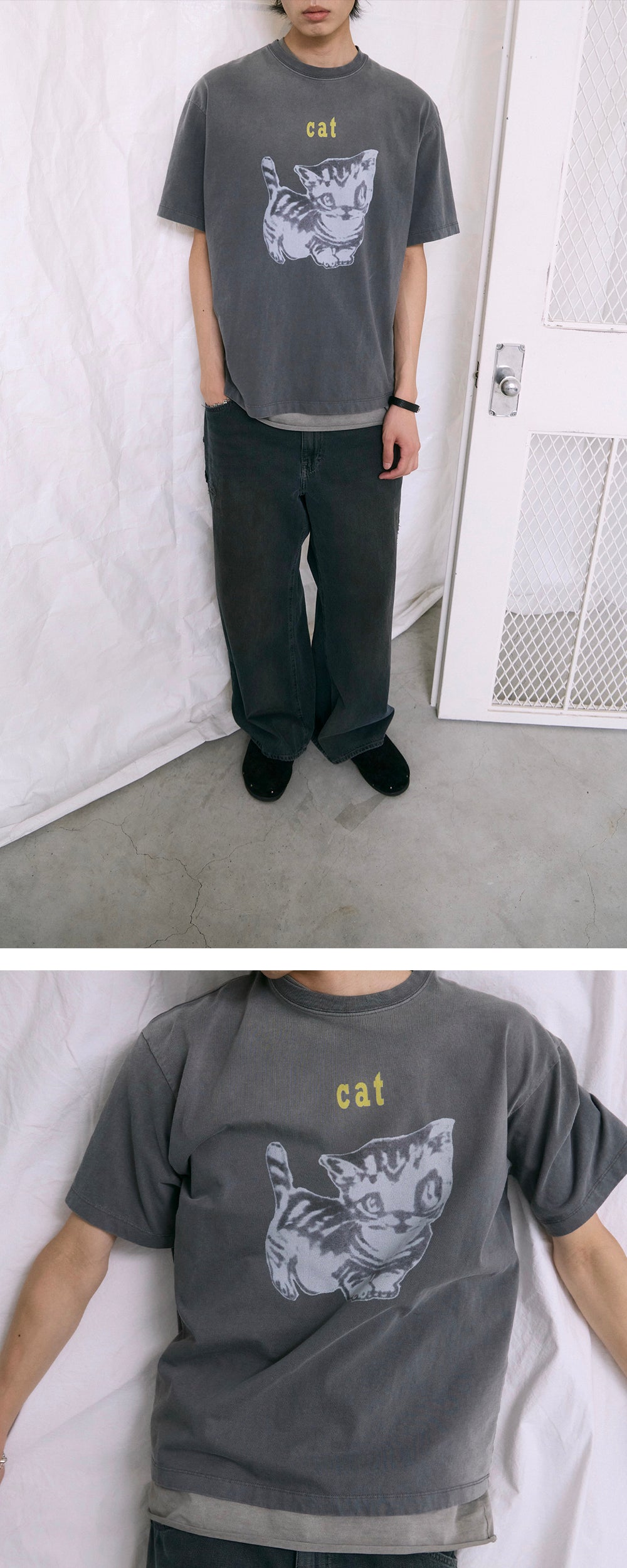 Polyteru - HANK Cat 1/2 Tee (Charcoal) product image 3 | TRAB K-Fashion Australia