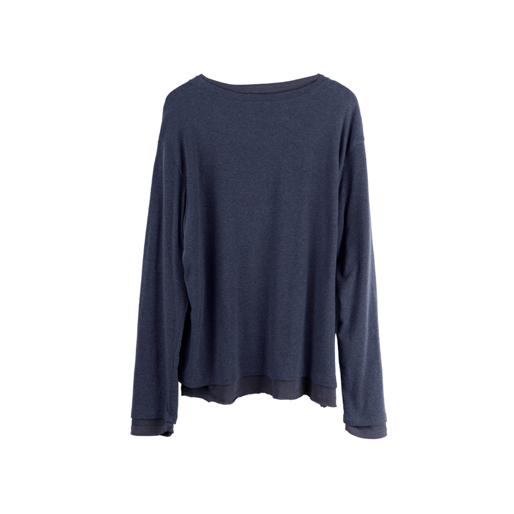 Polyteru - V-Neck Knit Layered Long Sleeves Blue + (Charcoal) product image 2 | TRAB K-Fashion Australia