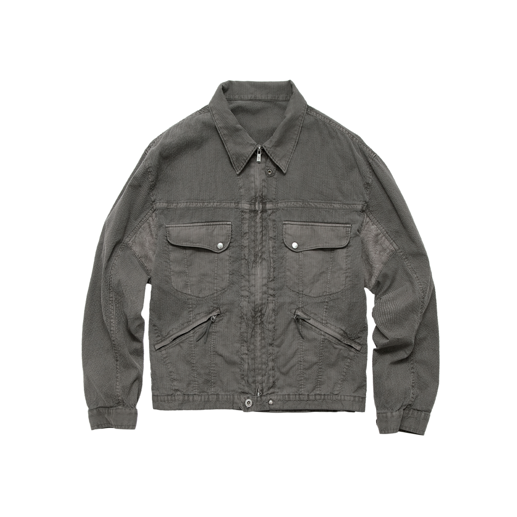 Polyteru - Hickory Zip Trucker (Striped Gray) product image 1 | TRAB K-Fashion Australia