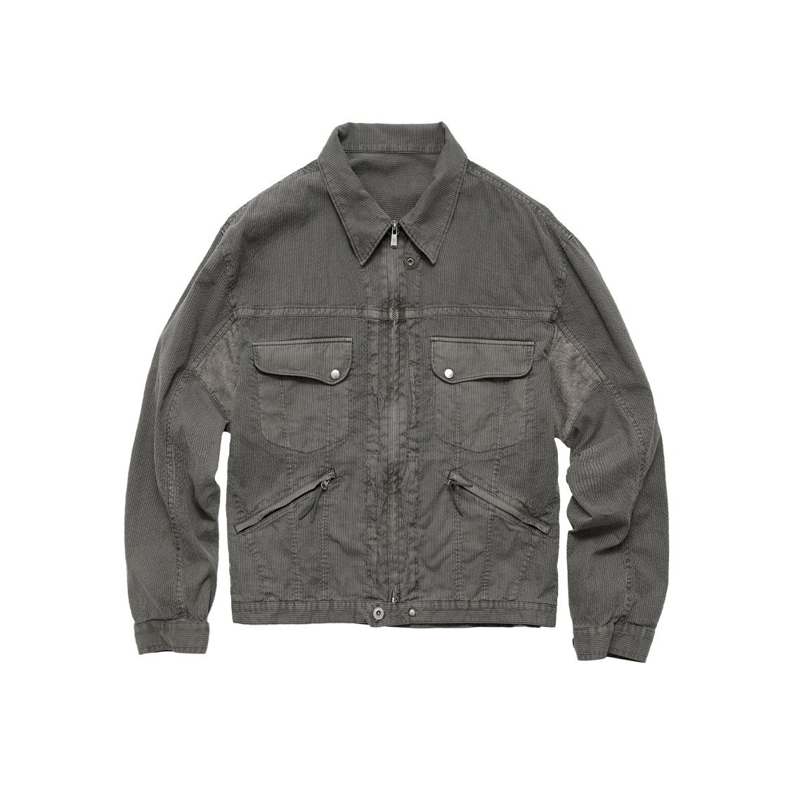 Polyteru - Hickory Zip Trucker (Striped Gray) product image 1 | TRAB K-Fashion Australia