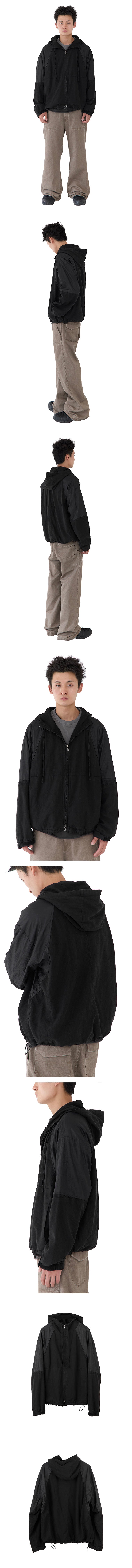 Polyteru - Old Block Zip Parka Black Striped & (Glossy Black) product image 3 | TRAB K-Fashion Australia