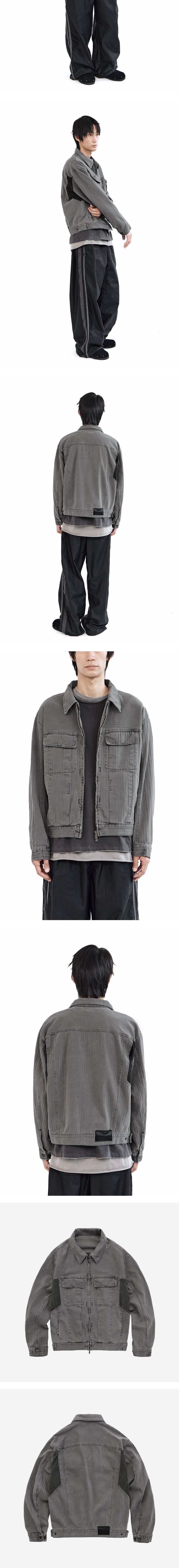 Polyteru - HBT Zip Trucker Jacket (Gray) product image 4 | TRAB K-Fashion Australia