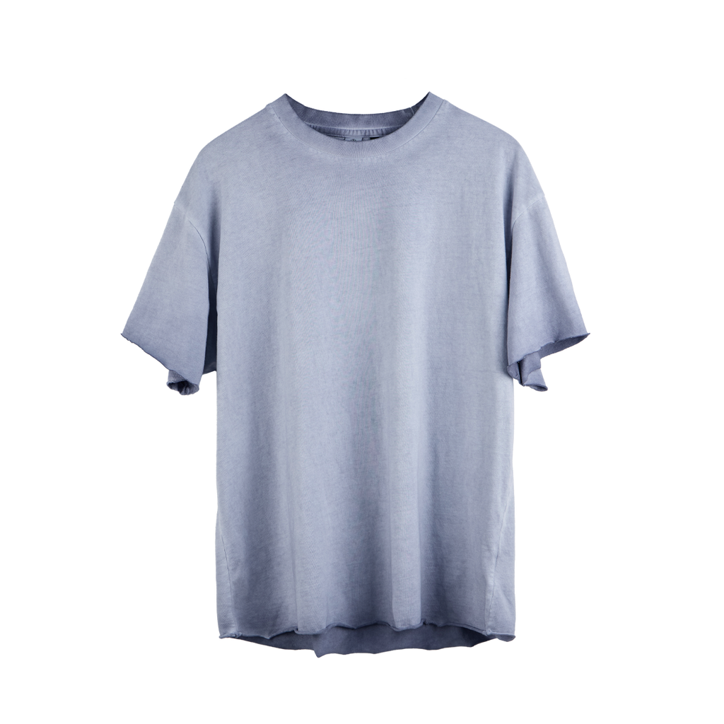 Polyteru - Fog 1/2 Tee Raw Cut Hard Washed (Light Blue) product image 1 | TRAB K-Fashion Australia