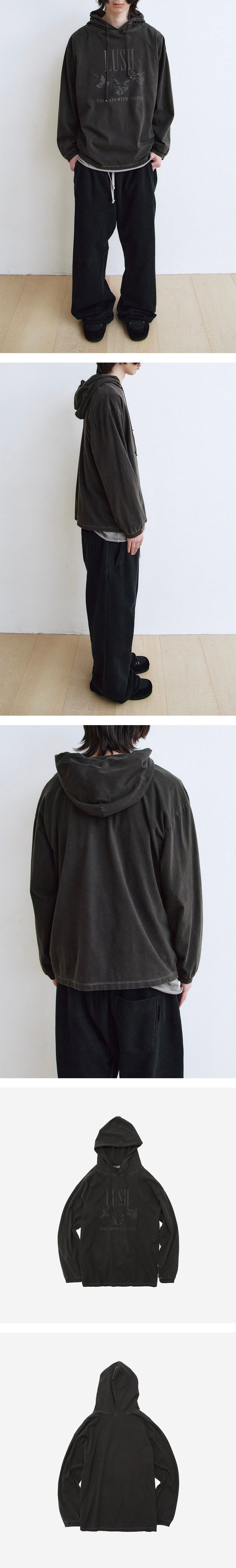 Polyteru - Graphic Hooded Long Sleeves Lush (Charcoal Brown) product image 3 | TRAB K-Fashion Australia