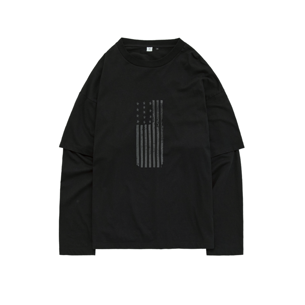 Polyteru - Graphic Double Layer Tee (Black) product image 1 | TRAB K-Fashion Australia