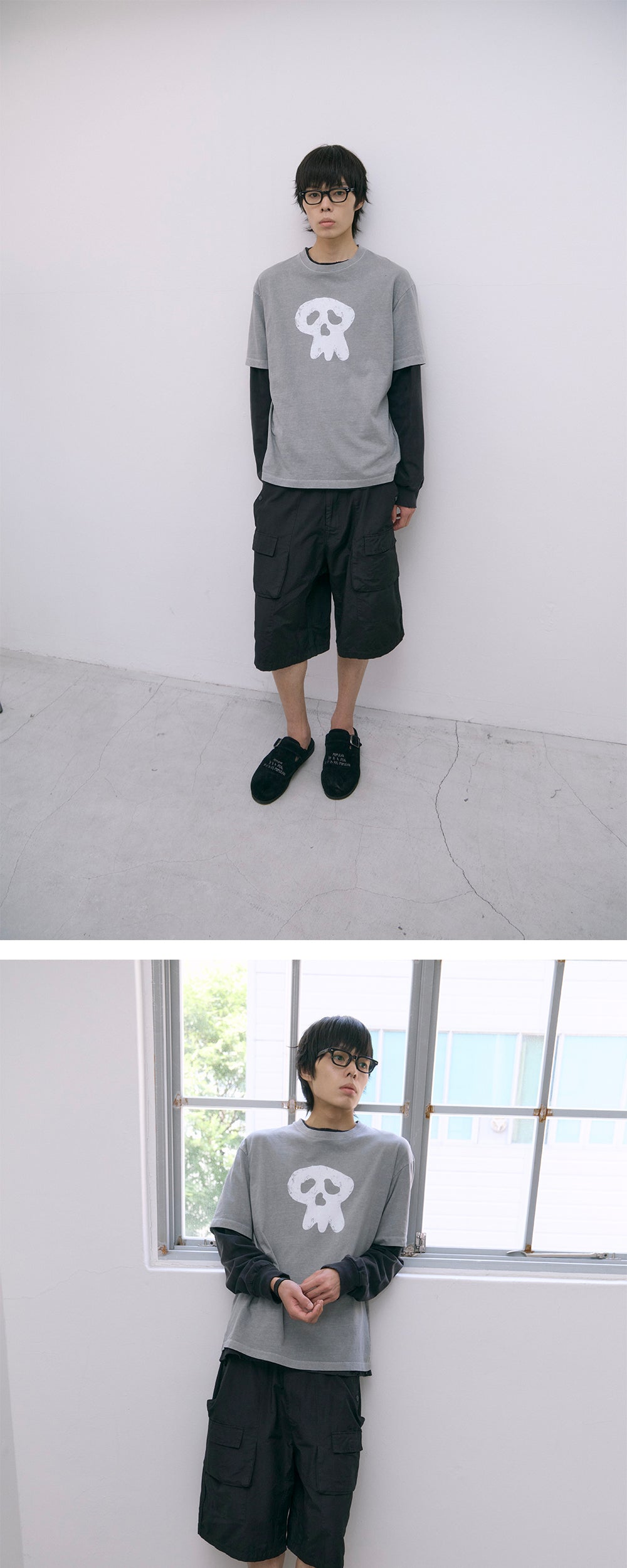 Polyteru - HANK Sad Skull 1/2 Tee (Gray) product image 3 | TRAB K-Fashion Australia