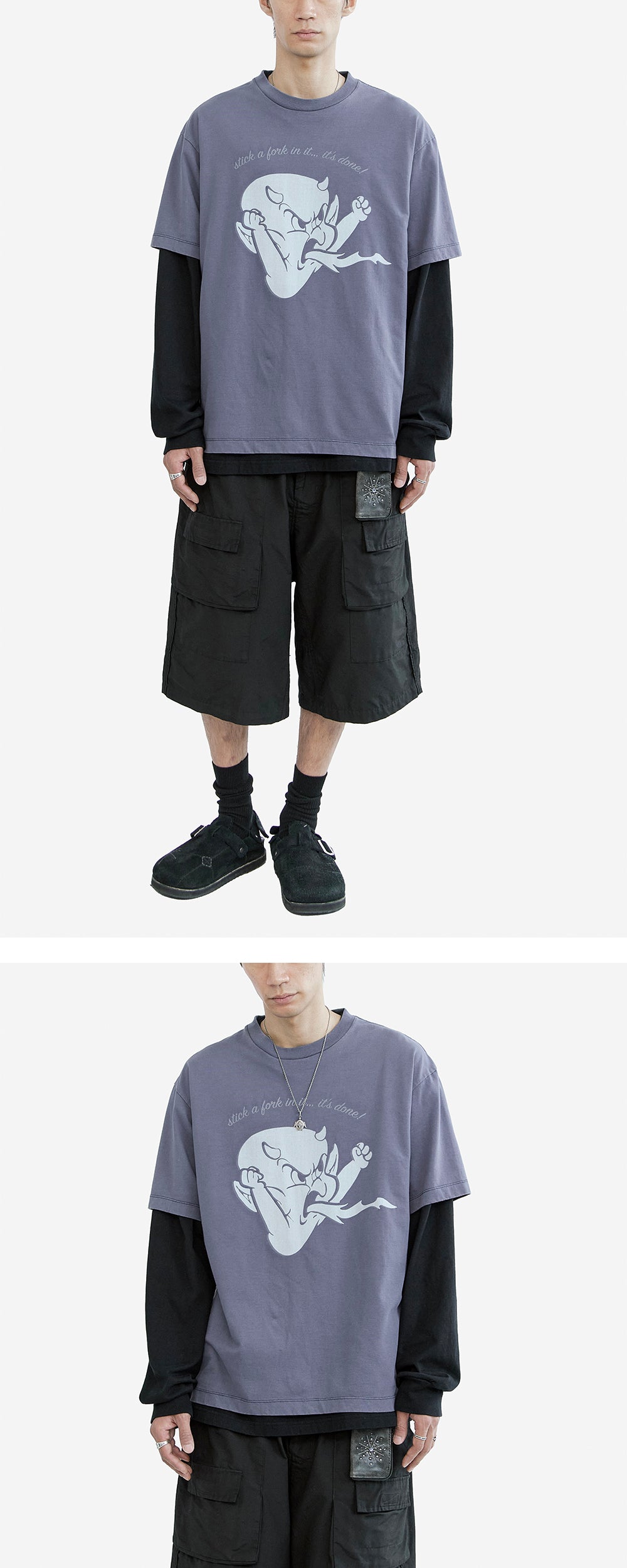 Polyteru - x Hot Stuff 1/2 Sleeves 'Angry' Washed (Blue Gray) product image 3 | TRAB K-Fashion Australia