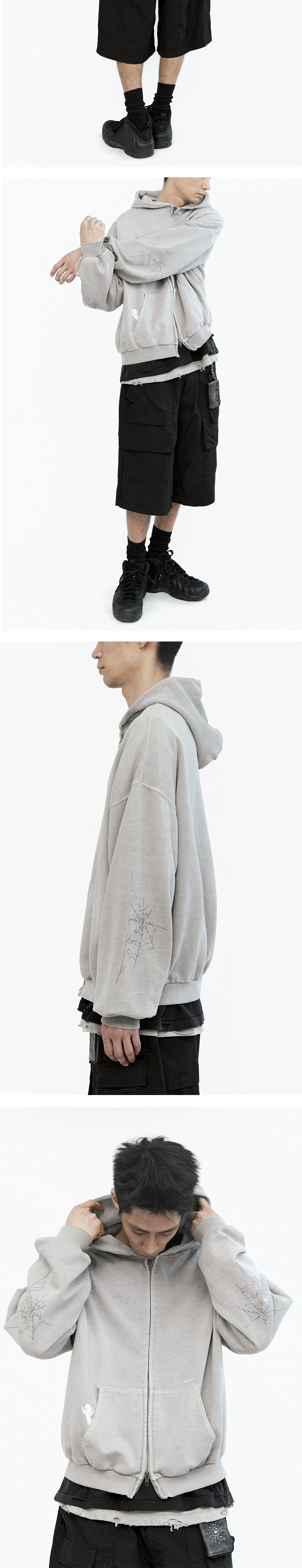 Polyteru - x Casper Zip Hoodie 'Spider's Web' 1% (Dyed Gray) product image 3 | TRAB K-Fashion Australia
