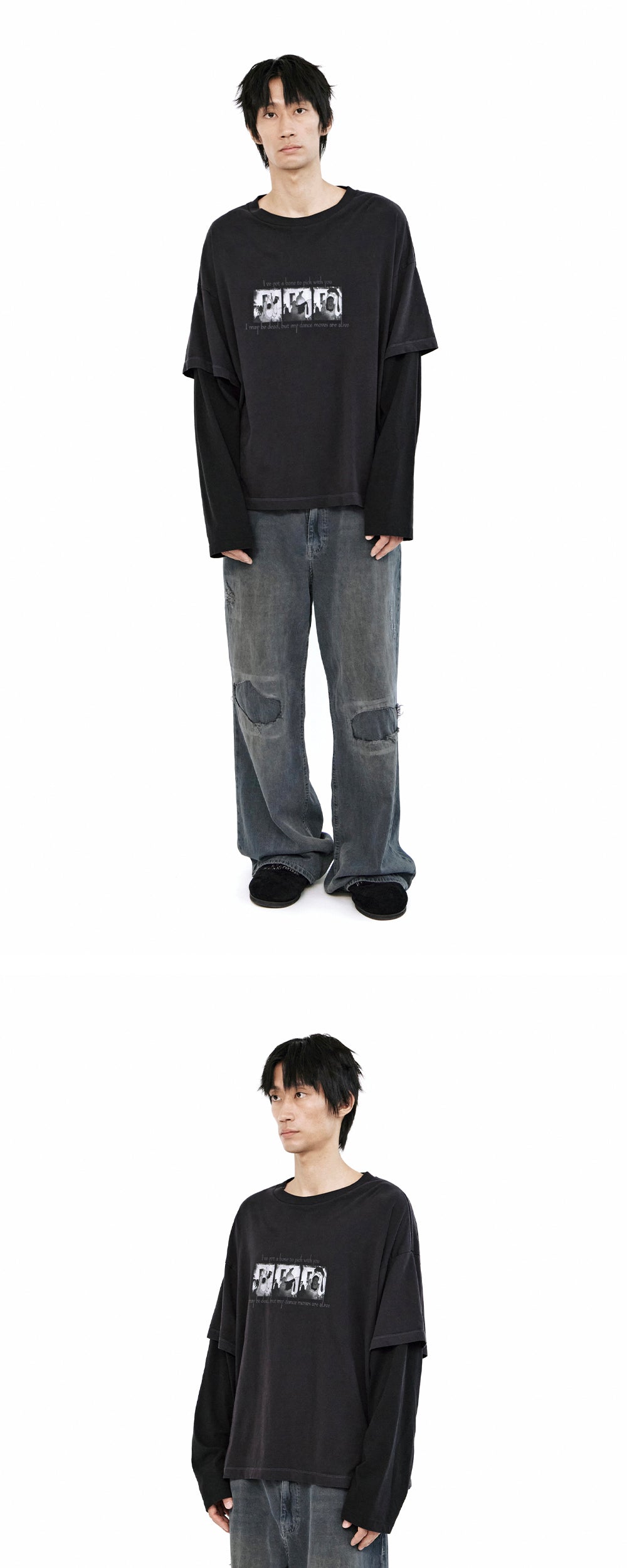 Polyteru - Gosima Denim Pants Knee Patch (Blue Gray) product image 3 | TRAB K-Fashion Australia