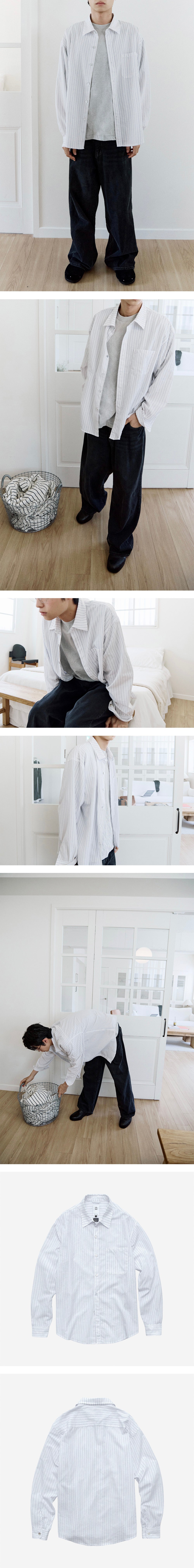 Polyteru - Loosed Striped Shirts (Washed White) product image 3 | TRAB K-Fashion Australia