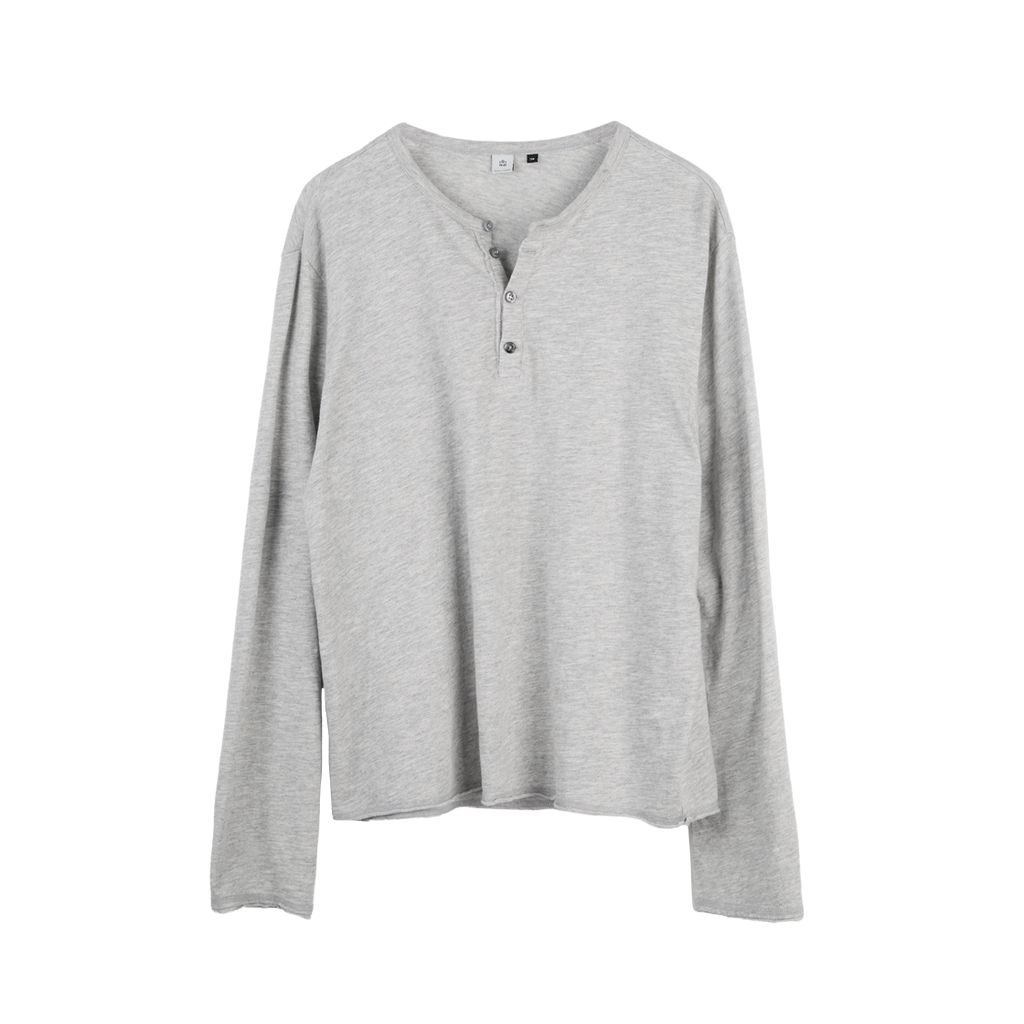 Polyteru - Slub Henley Neck Long Sleeves 3% (Melange Gray) product image 1 | TRAB K-Fashion Australia