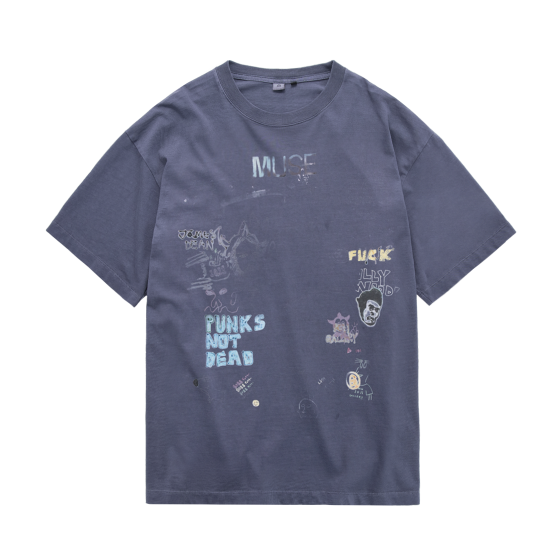 Polyteru - 1011 Doodle 1/2 Tee (Washed Navy) product image 1 | TRAB K-Fashion Australia