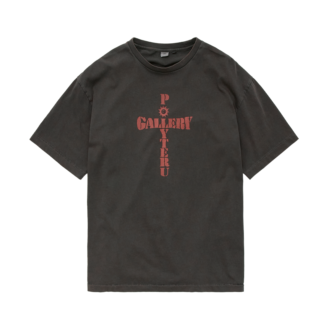 Polyteru - 1011 1/2 Graphic T Shirt 'Cross Tee' Washed (Charcoal Brown) product image 1 | TRAB K-Fashion Australia