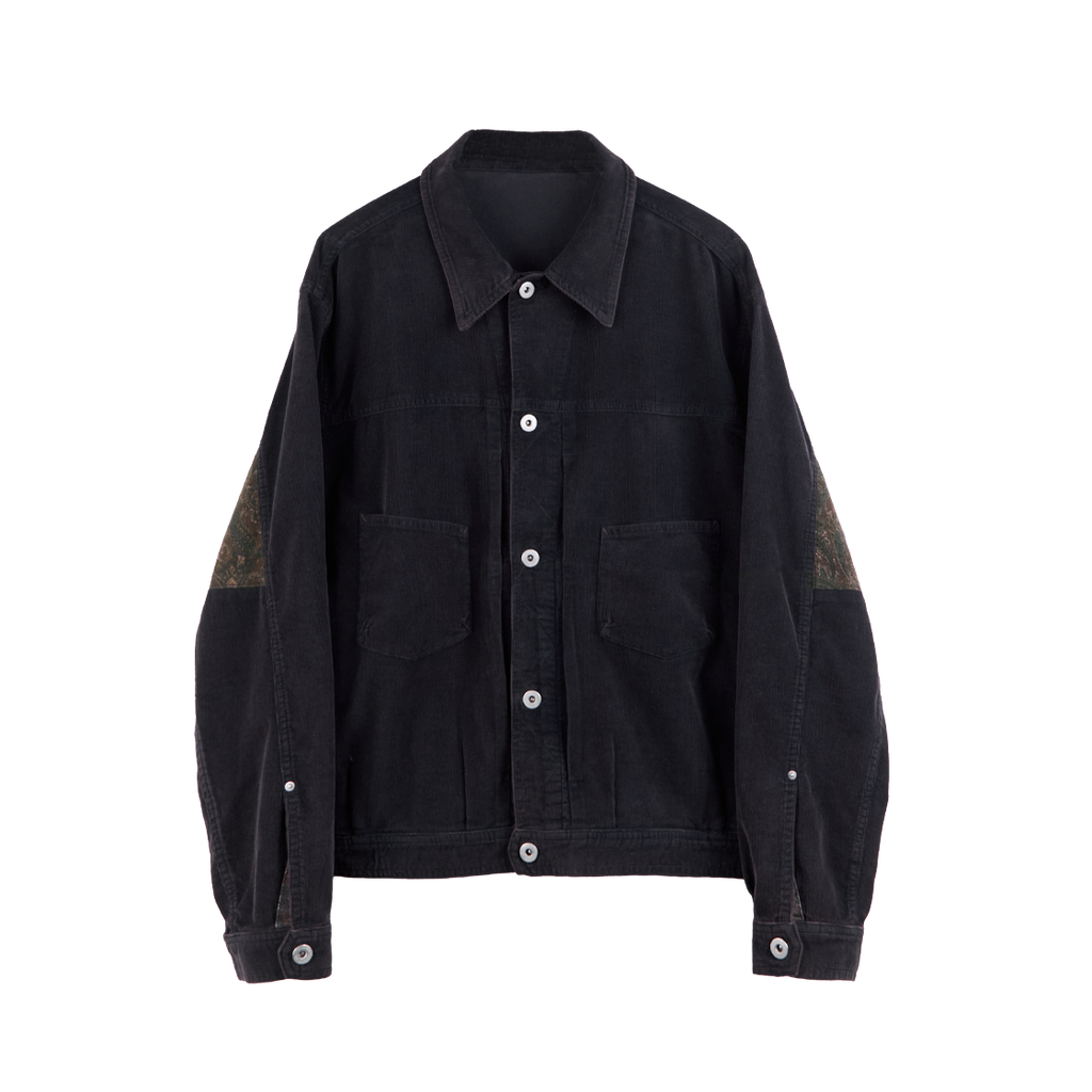 Polyteru - 1011 Paisley Trucker Jacket Corduroy Dark (Purple Navy) product image 1 | TRAB K-Fashion Australia