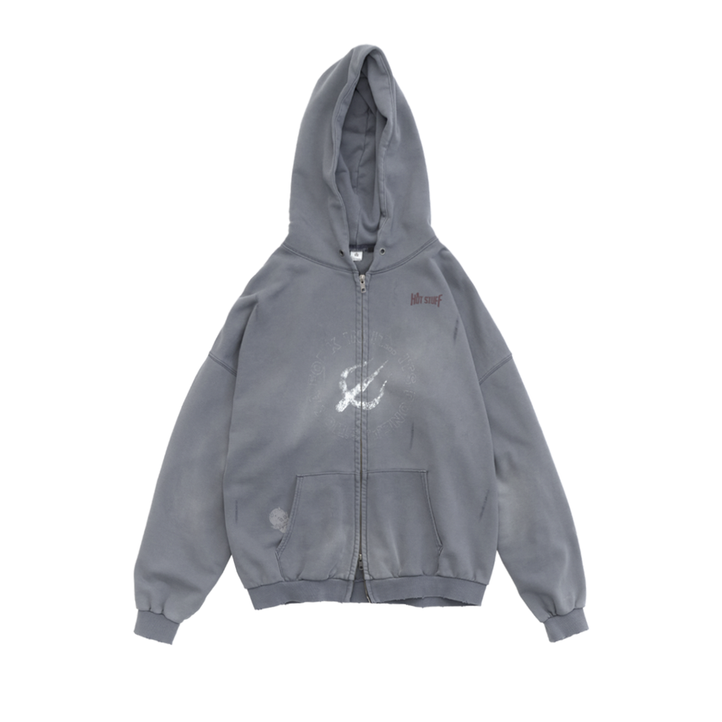 Polyteru - x Hot Stuff Zip Hoodie 'Spear' Hard (Washed Blue) product image 1 | TRAB K-Fashion Australia