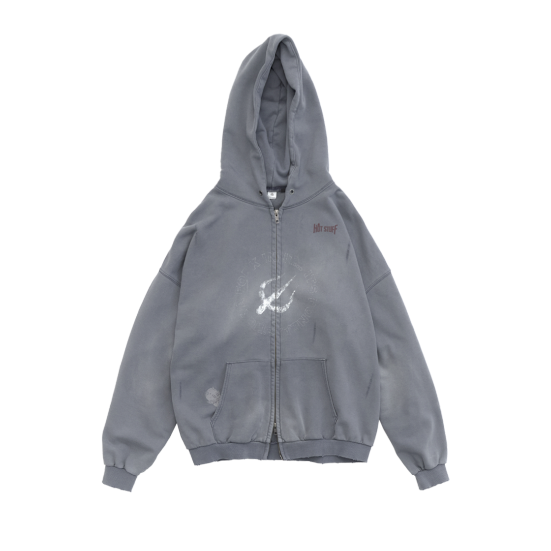 Polyteru - x Hot Stuff Zip Hoodie 'Spear' Hard (Washed Blue) product image 1 | TRAB K-Fashion Australia