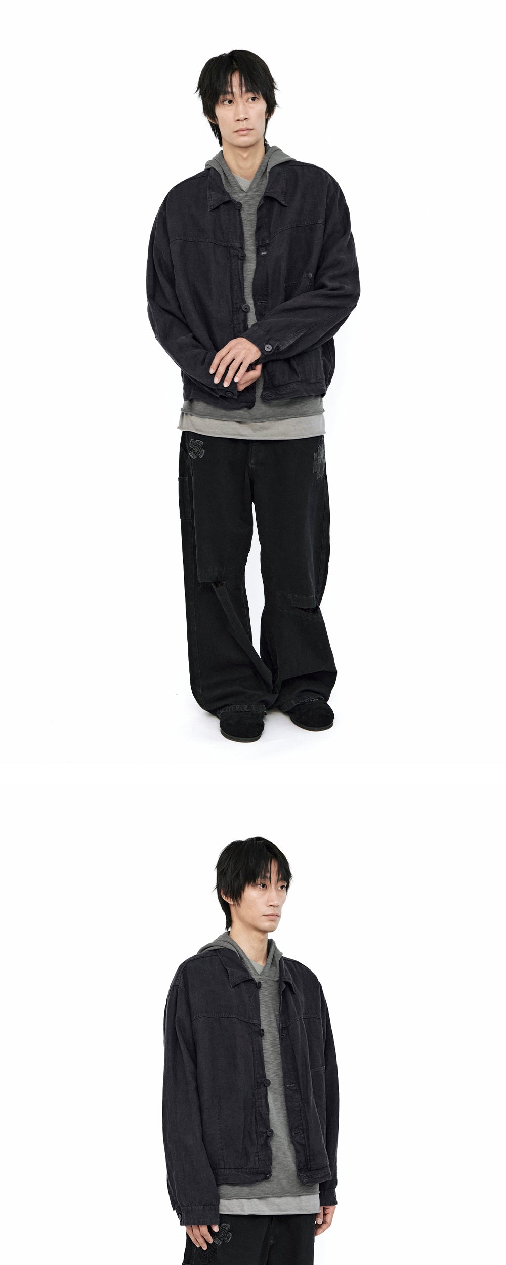 Polyteru - Linen Trucker Jacket (Ink Purple) product image 3 | TRAB K-Fashion Australia