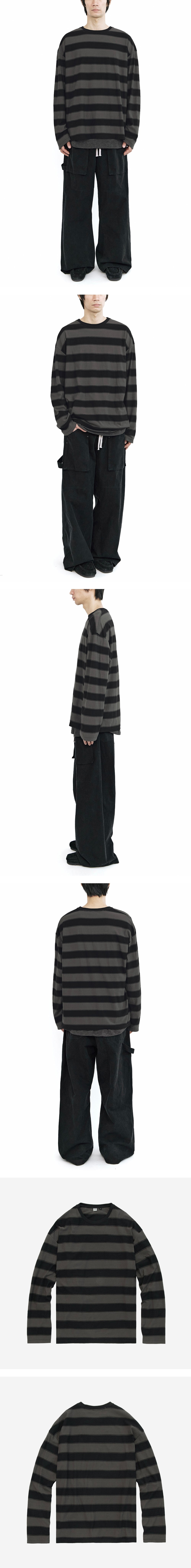 Polyteru - Loosed Striped Long Sleeves (Bold Charcoal) product image 3 | TRAB K-Fashion Australia