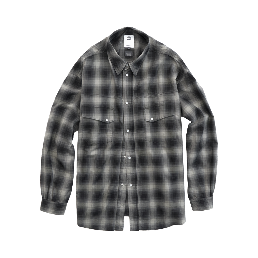 Polyteru - Loosed Check Shirt Western (Charcoal Ombre) product image 1 | TRAB K-Fashion Australia