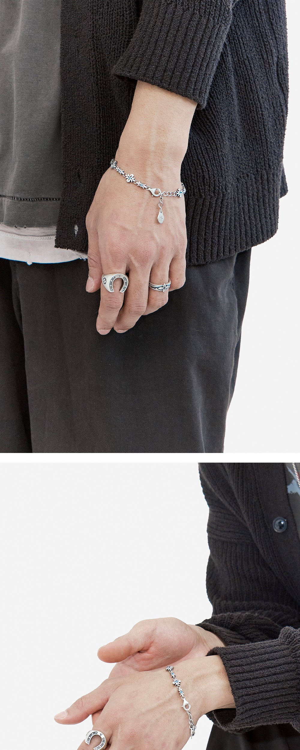 Polyteru - 925 Silver Bracelet 003 (Aqua Cross) product image 2 | TRAB K-Fashion Australia