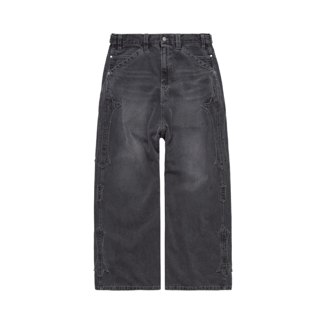 Polyteru - 1011 Fleur Patched Pants Washed (Gray Denim) product image 1 | TRAB K-Fashion Australia