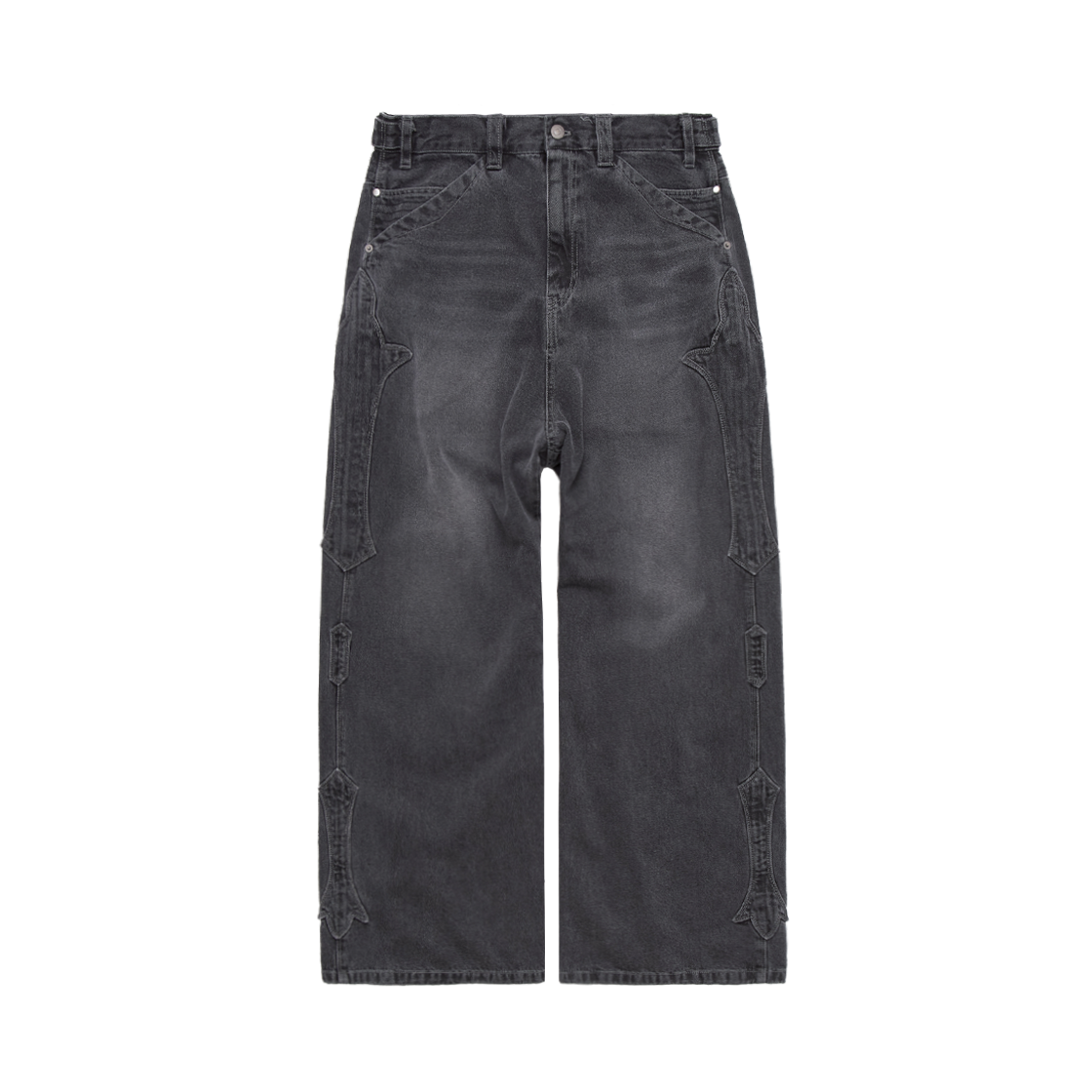 Polyteru - 1011 Fleur Patched Pants Washed (Gray Denim) product image 1 | TRAB K-Fashion Australia