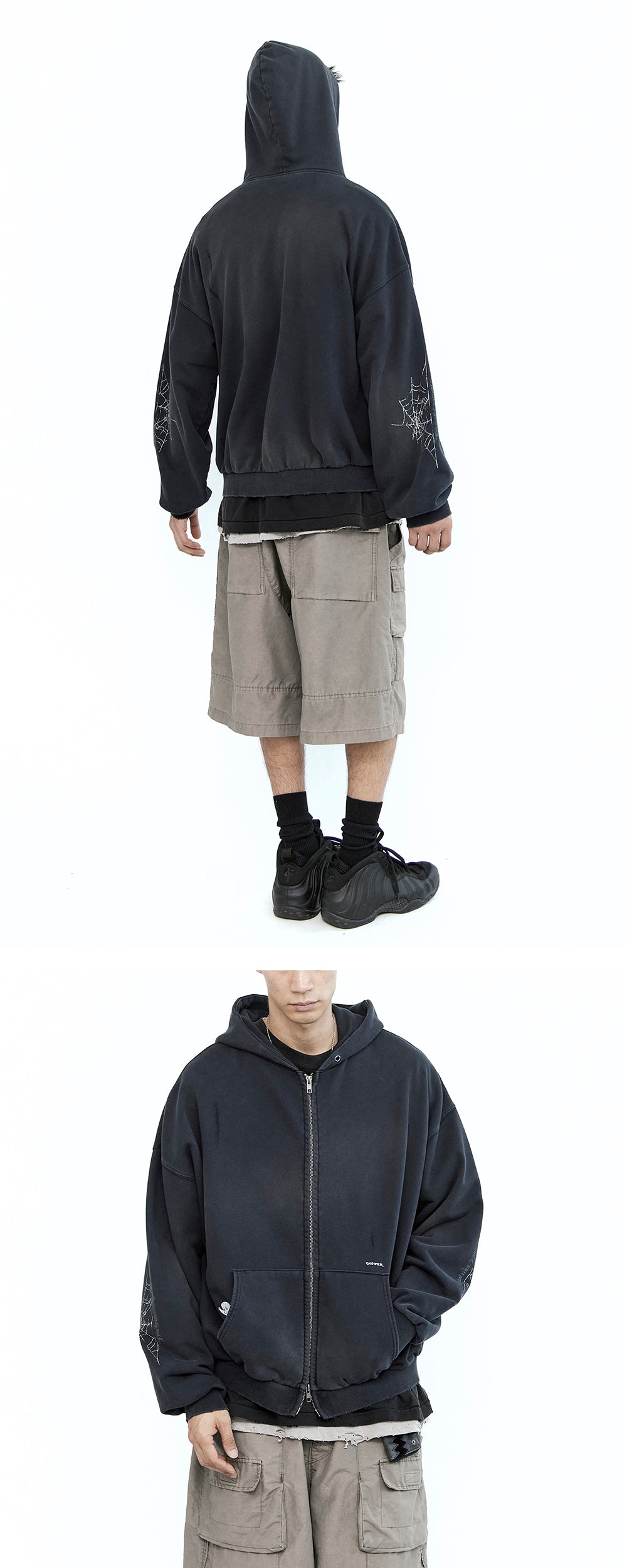 Polyteru - x Casper Zip Hoodie 'Spider's Web' Hard (Washed Ink) product image 2 | TRAB K-Fashion Australia