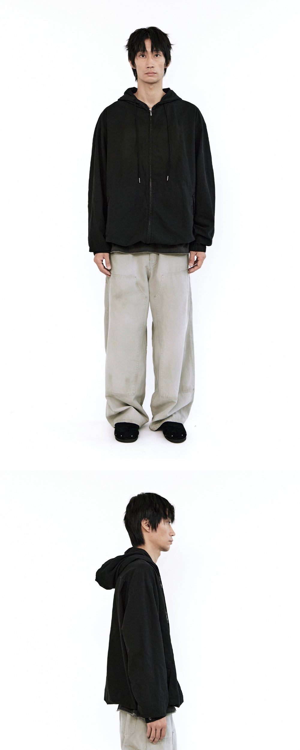 Polyteru - Hard Washed Double Knee Pants (Light Gray) product image 3 | TRAB K-Fashion Australia