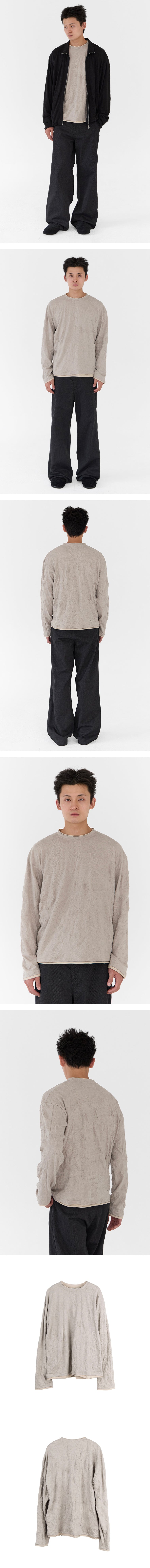 Polyteru - Layered Long Sleeves Creased Gray + (Beige) product image 3 | TRAB K-Fashion Australia