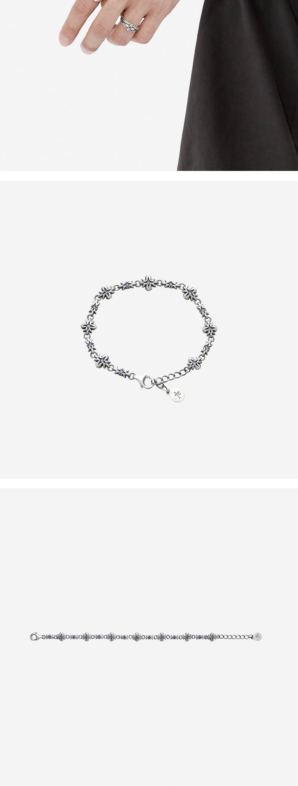 Polyteru - 925 Silver Bracelet 003 (Aqua Cross) product image 3 | TRAB K-Fashion Australia