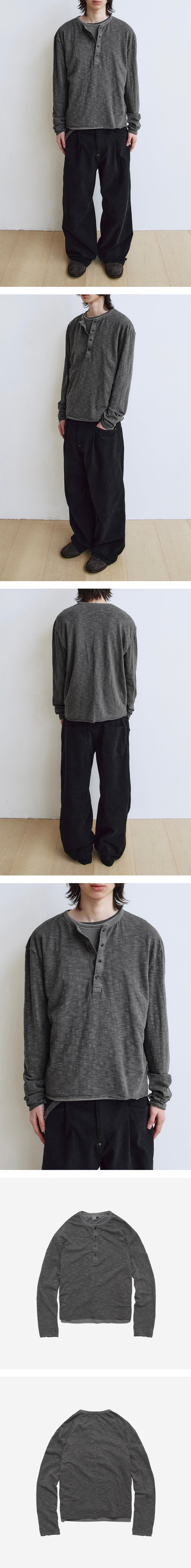 Polyteru - Henley Neck Long Sleeves (Charcoal) product image 3 | TRAB K-Fashion Australia