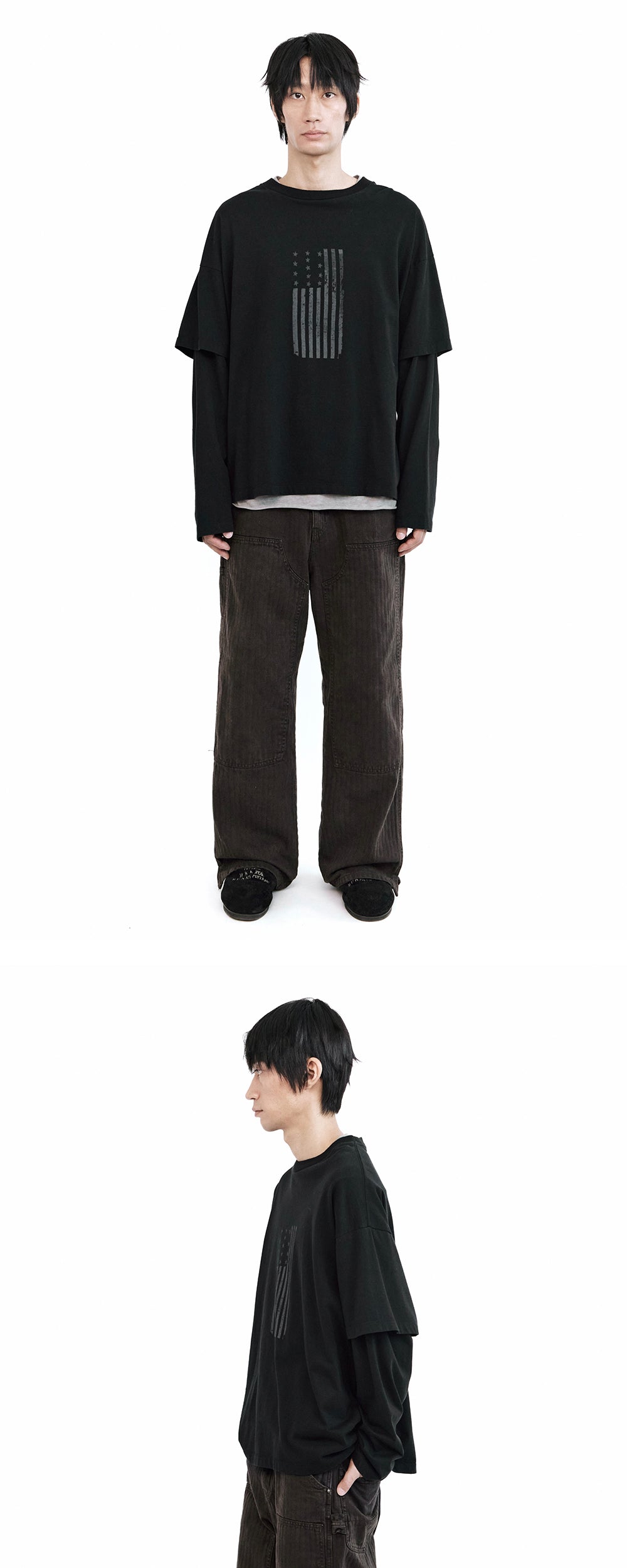 Polyteru - HBT Double Knee Pants (Brown) product image 3 | TRAB K-Fashion Australia