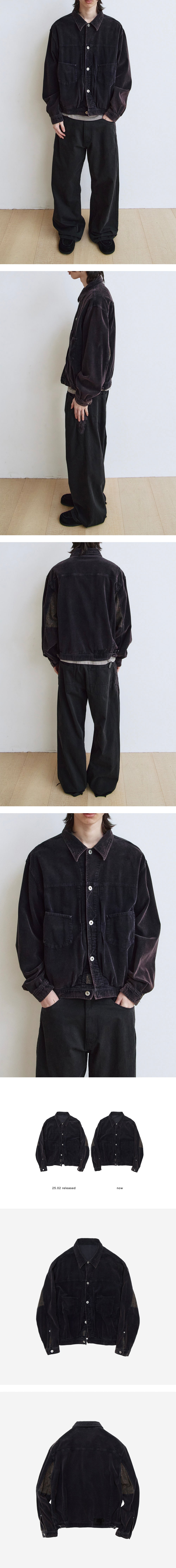 Polyteru - 1011 Paisley Trucker Jacket Corduroy Dark (Purple Navy) product image 3 | TRAB K-Fashion Australia