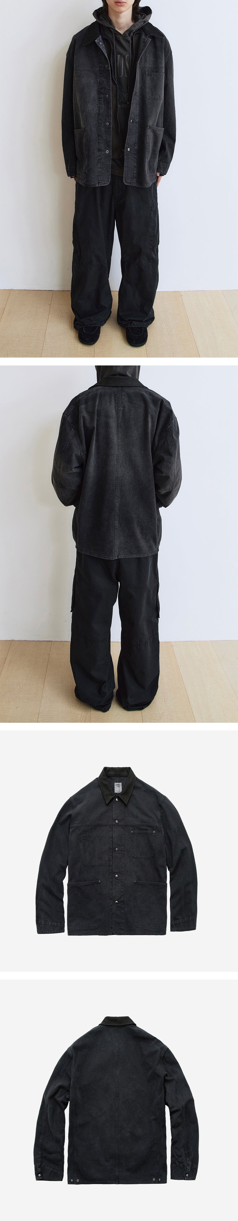 Polyteru - Aged Balloon Coverall (Washed Navy) product image 3 | TRAB K-Fashion Australia