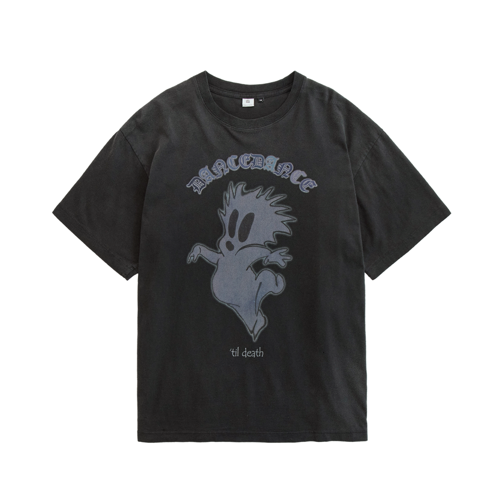 Polyteru - HANK Dancing Ghost 1/2 Tee (Washed Black) product image 1 | TRAB K-Fashion Australia
