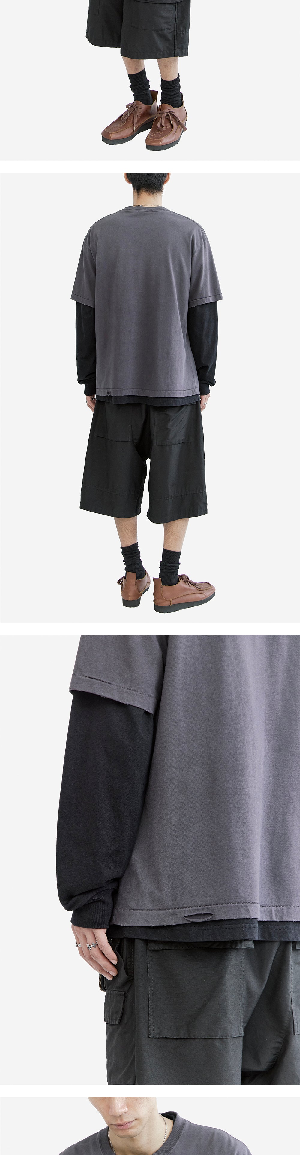 Polyteru - x Hot Stuff Hard Washed Tee 'Angry' Washed (Purple Gray) product image 4 | TRAB K-Fashion Australia