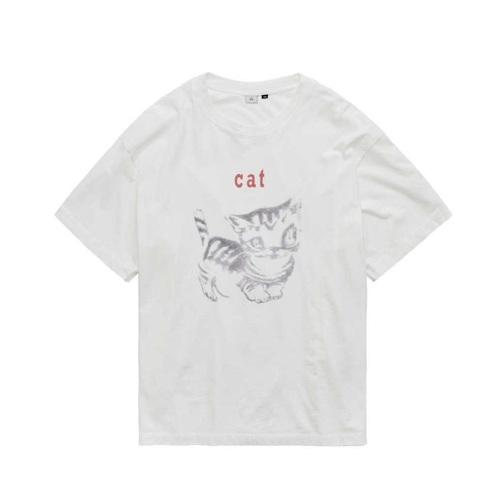 Polyteru - HANK Cat 1/2 Tee (White) product image 1 | TRAB K-Fashion Australia