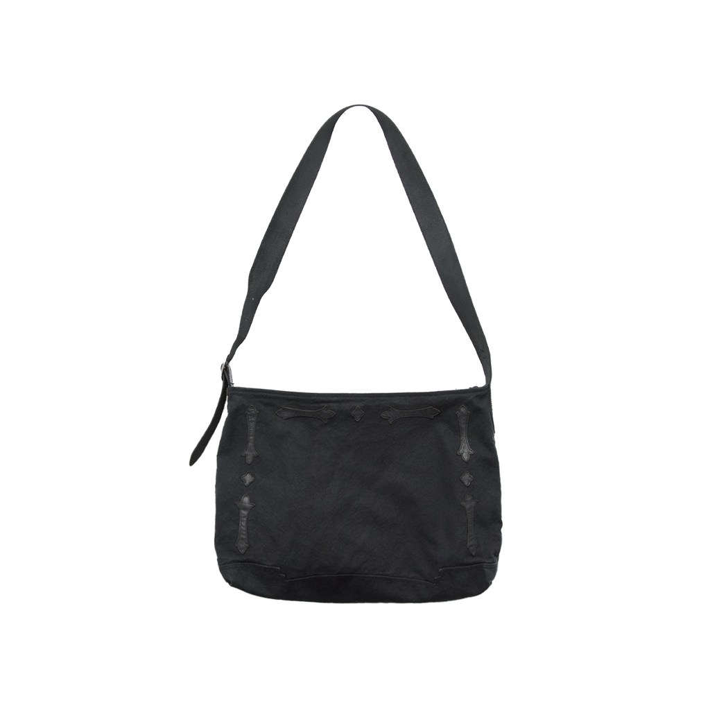 Polyteru - 1011 Fleur Patched Cross Bag (Washed Black) product image 1 | TRAB K-Fashion Australia